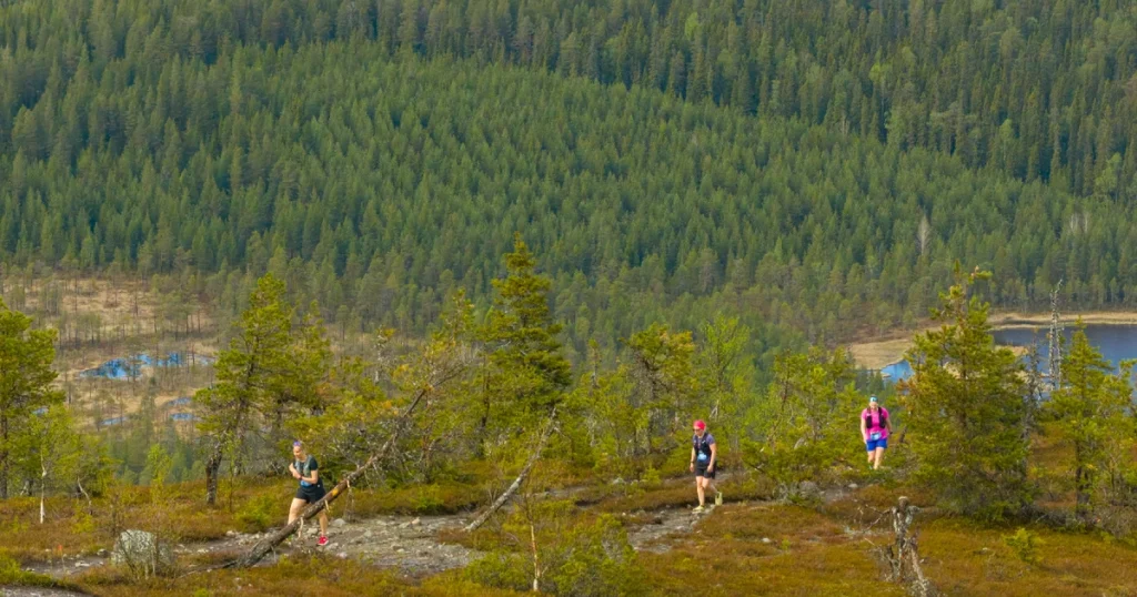 Osallistujia Valtavaaran polulla NUTS Karhunkierroksella 2026.